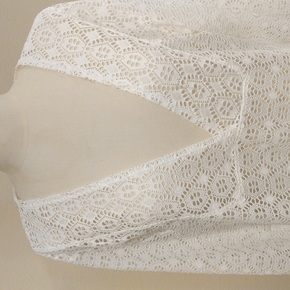 White long tunic deep V-neck